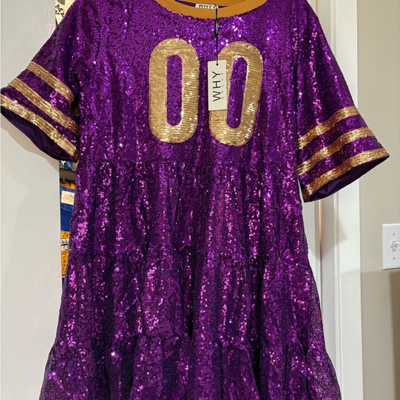 Purple Sequin Dress Game Day Dress - Picture 3 of 4